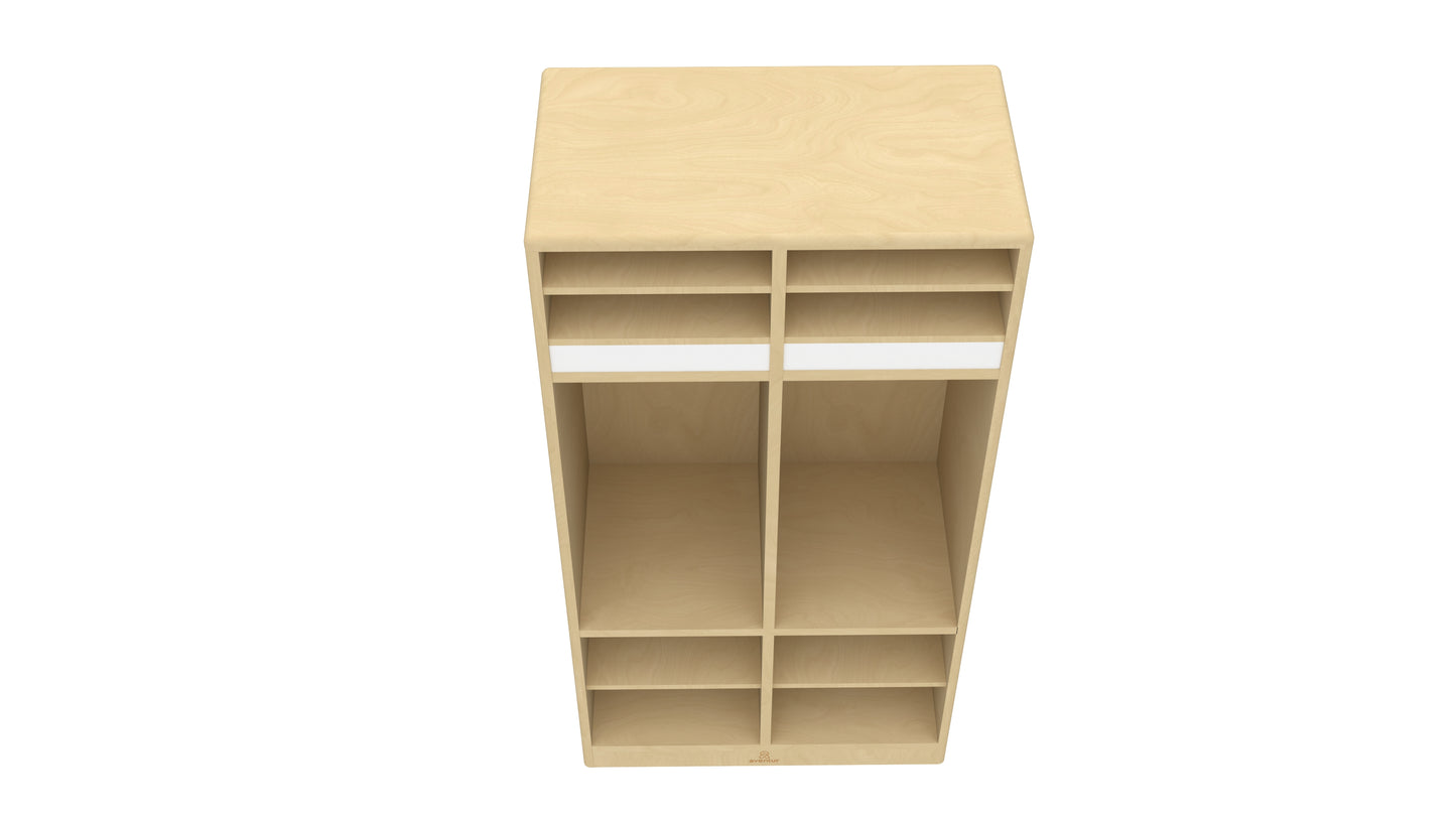 Avenlur 48” Wooden Preschool Storage Locker – Double Cubby Coat Locker Organizer for Kids, Daycare, Montessori & Classroom Use