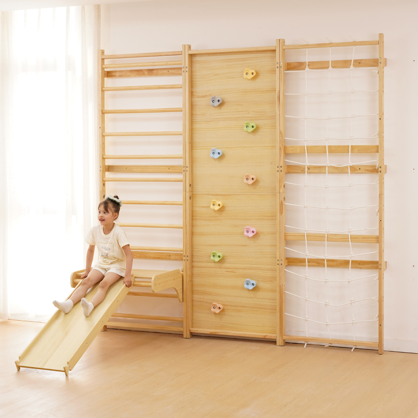 Walnut - 9-in-1 Schwedisches Leiterwand-Fitnessstudio und Klettergerüst