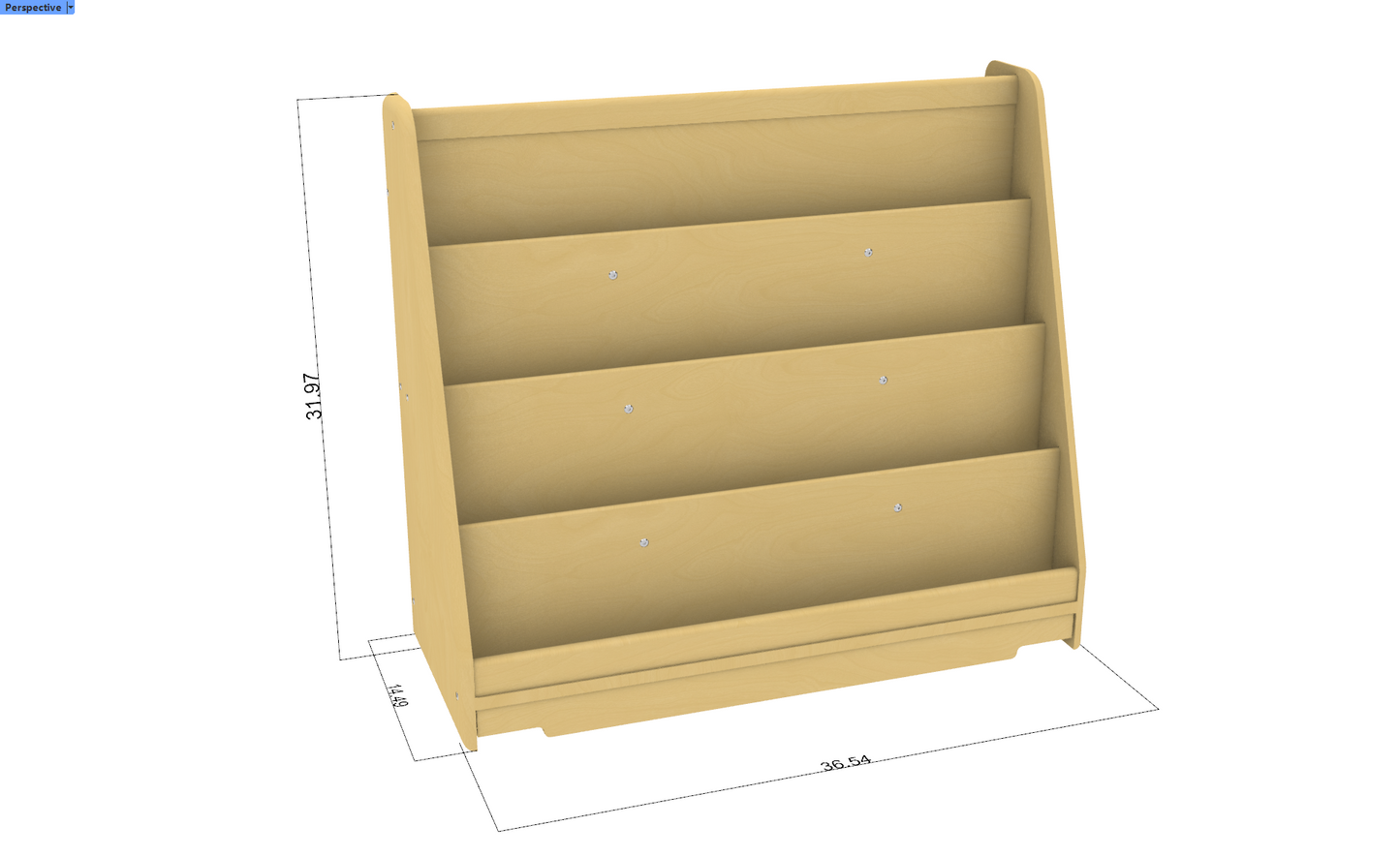 Wooden Classroom Bookshelf – 4 Tier Front-Facing Display | 32" H x 36.5" W x 14.5" D