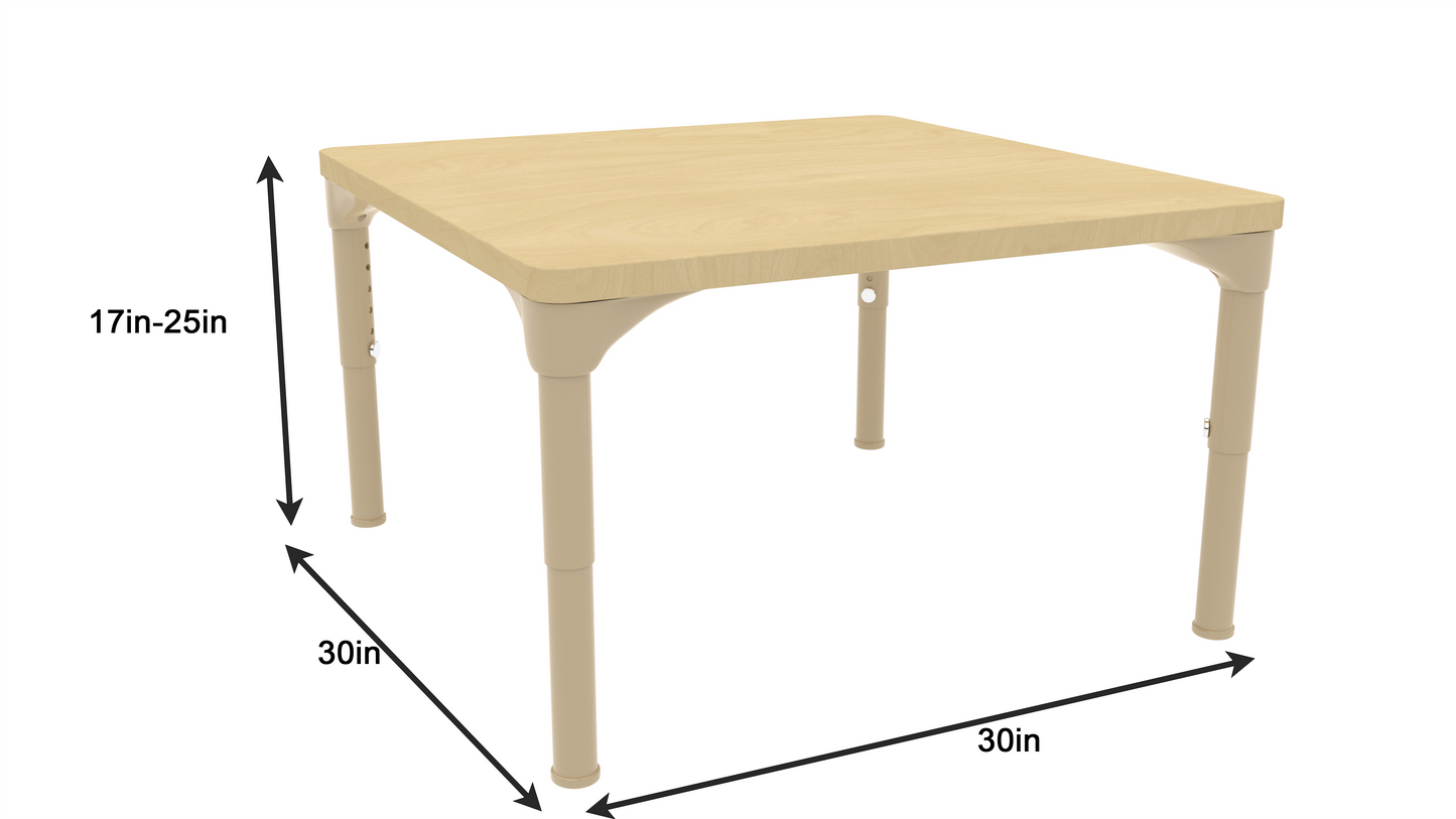 Adjustable Kids Classroom Tables – Square & Rectangle (13–25in Heights)
