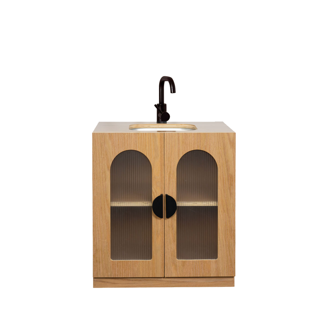 Oak Fluted Sink – Montessori Wooden Play Kitchen