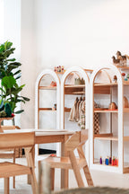 Arched Shelf (White + Natural) – 4-Tier Open Storage