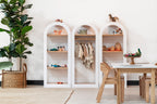 Arched Shelf (White + Natural) – 4-Tier Open Storage