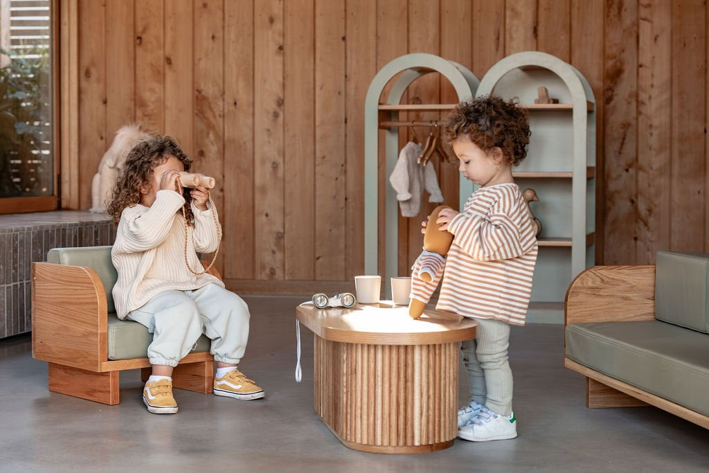 Junior Armchair - Sage | Solid European Oak Kids Lounge Chair