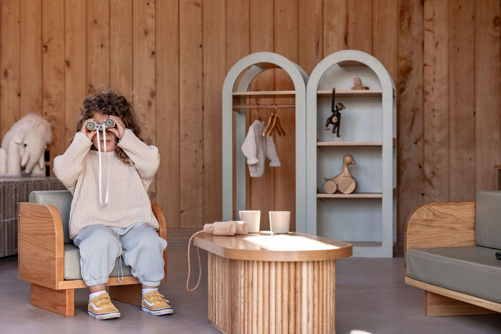 Junior Armchair - Sage | Solid European Oak Kids Lounge Chair