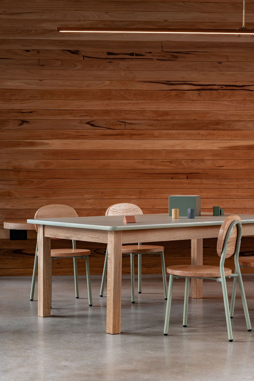 Matt Sage Rectangle Table (47.5" x 30" x 17") –  Solid Oak Frame