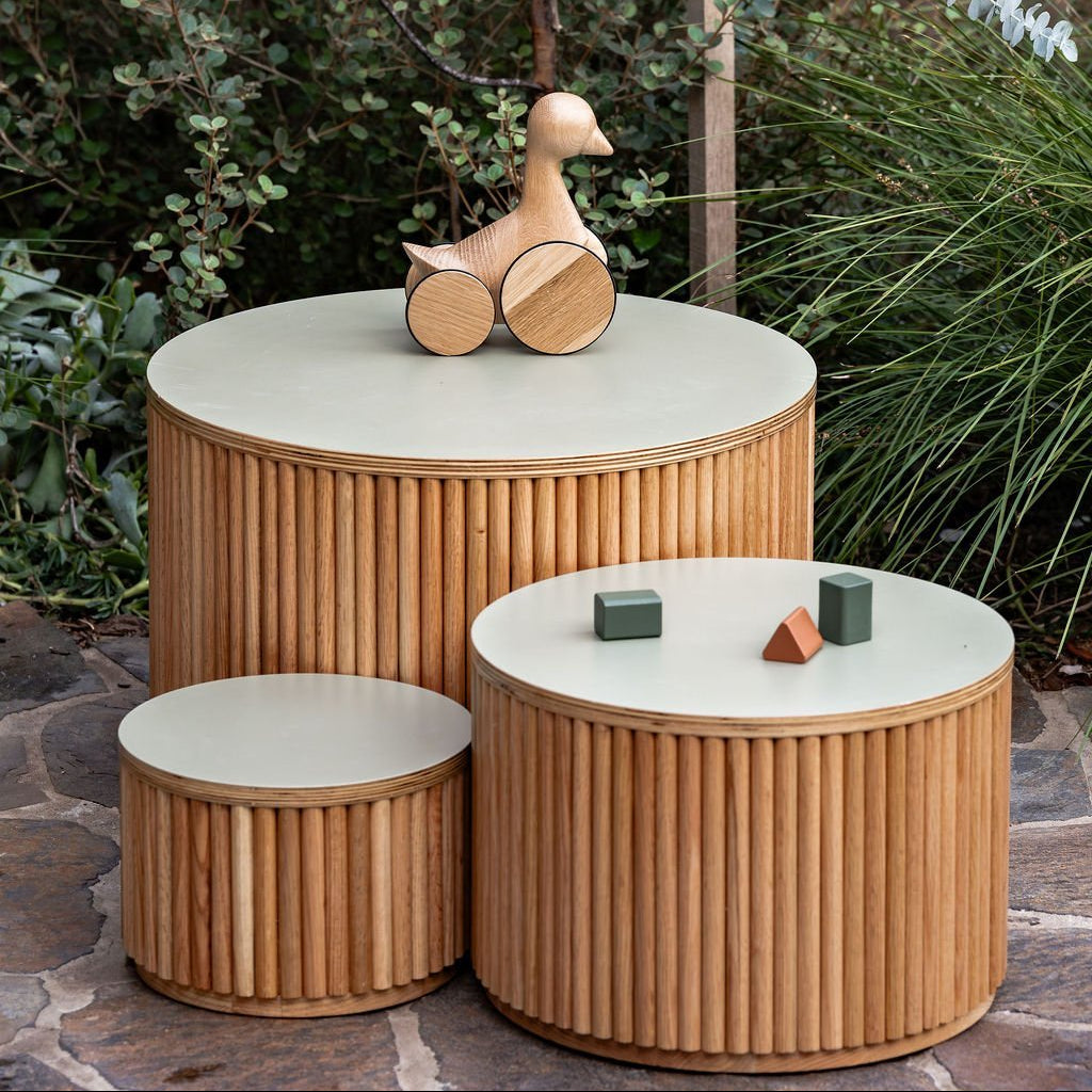 Nesting Fluted Tables - White