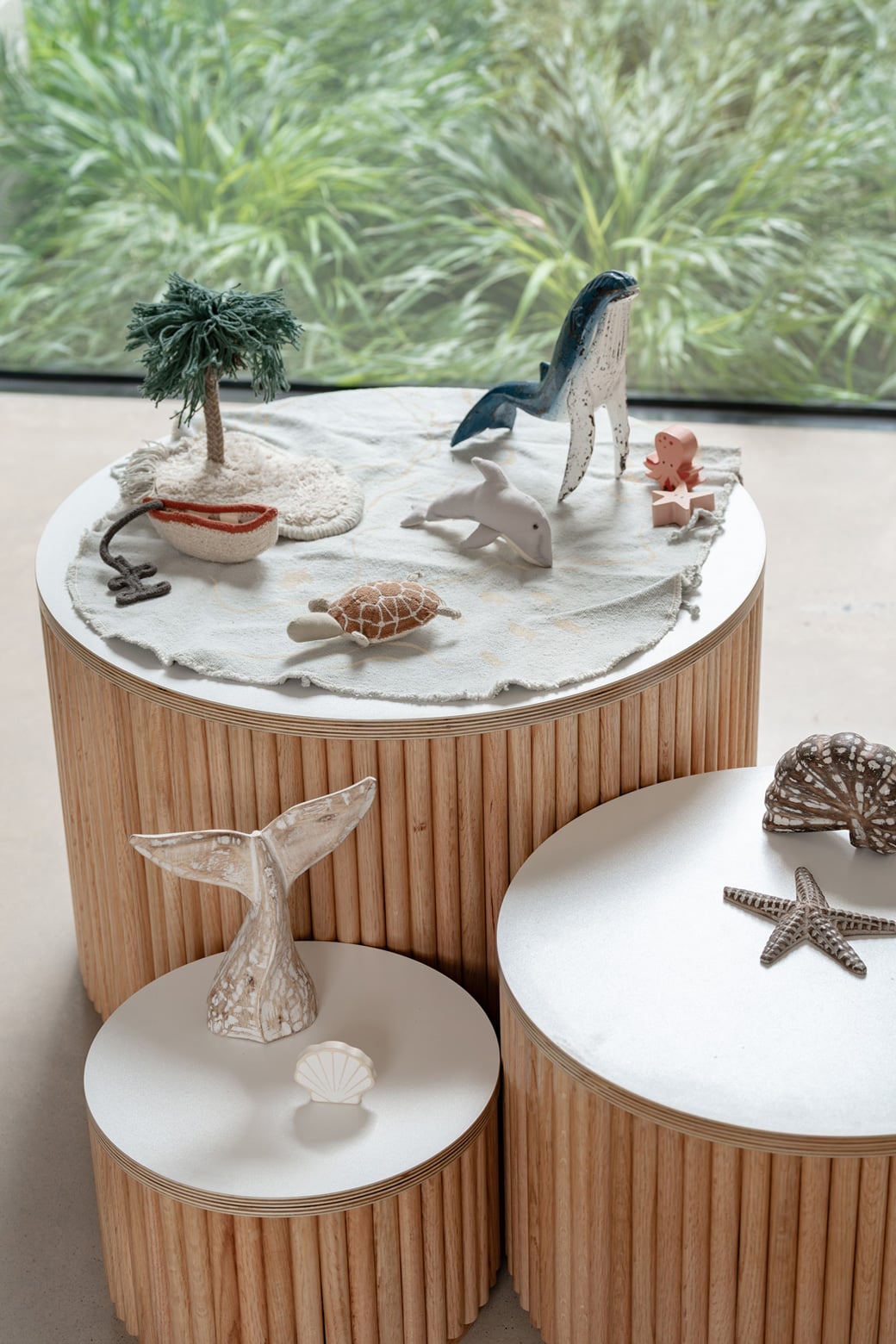 Nesting Fluted Tables - White