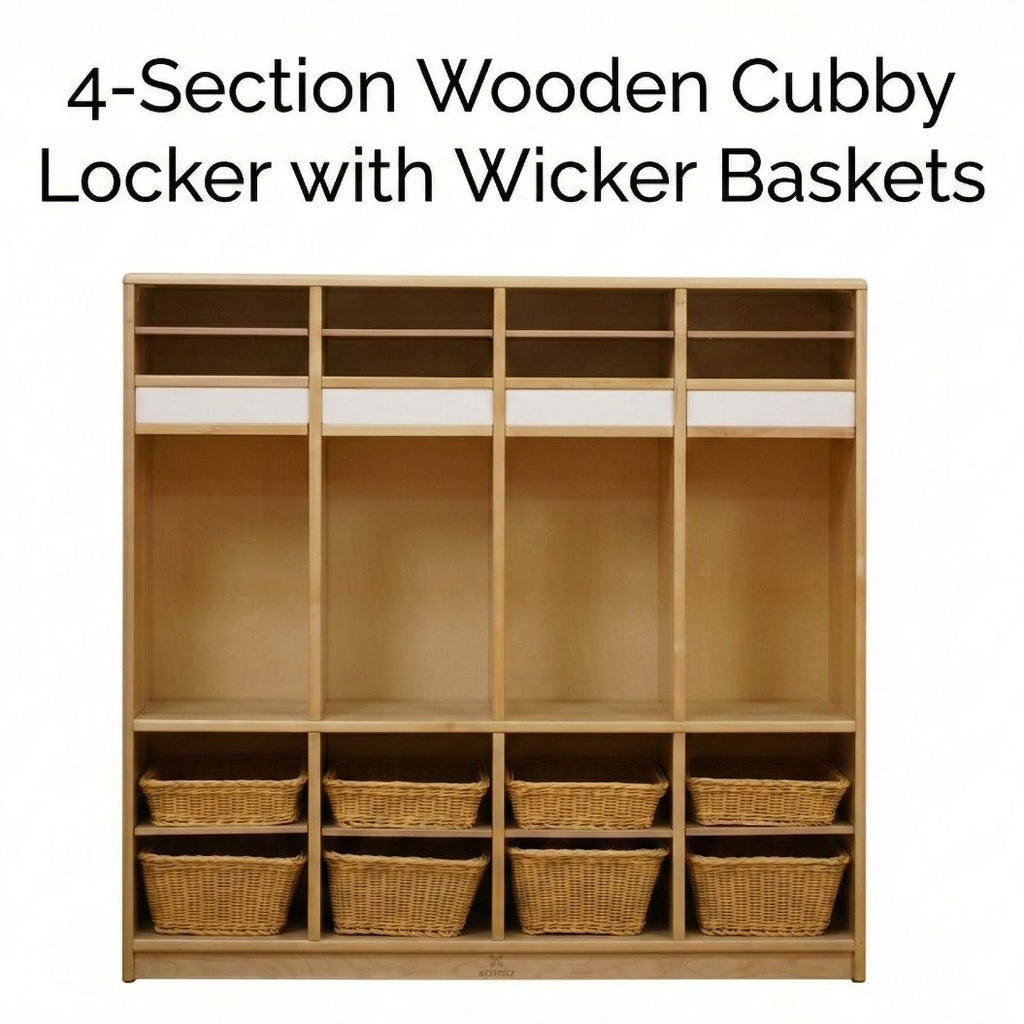 Avenlur 122 cm (48 Zoll) Holzschrank für Vorschulkinder – Doppelfach-Garderobenschrank für Kinder, Kitas, Montessori-Einrichtungen und Klassenzimmer