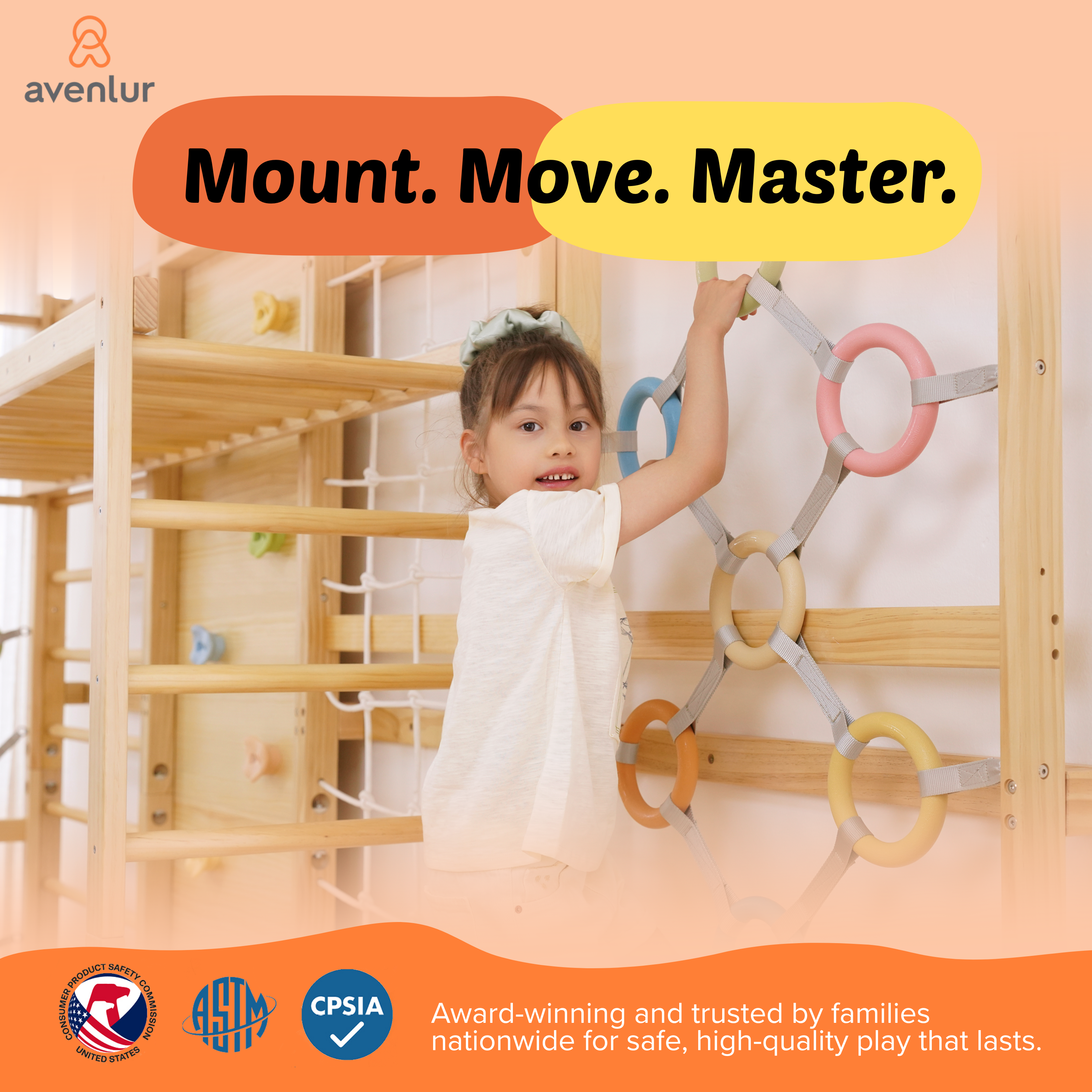 Walnut Modular 9-in-1 Swedish Ladder Wall Gym – Indoor Climber for Kids & Toddlers 95" Height