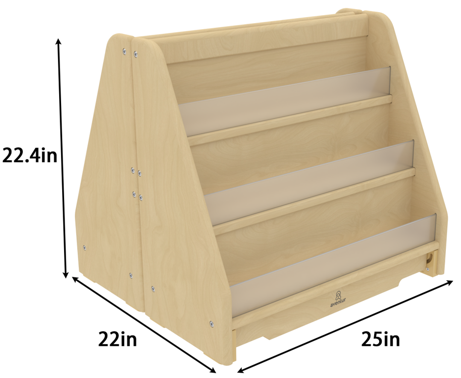 Wooden Classroom Bookshelf – Double Pack 3 Tier Front-Facing Display | 22.4" H x 25" W x 22" D