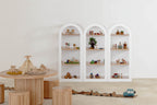 Arched Shelf (White + Natural) – 4-Tier Open Storage