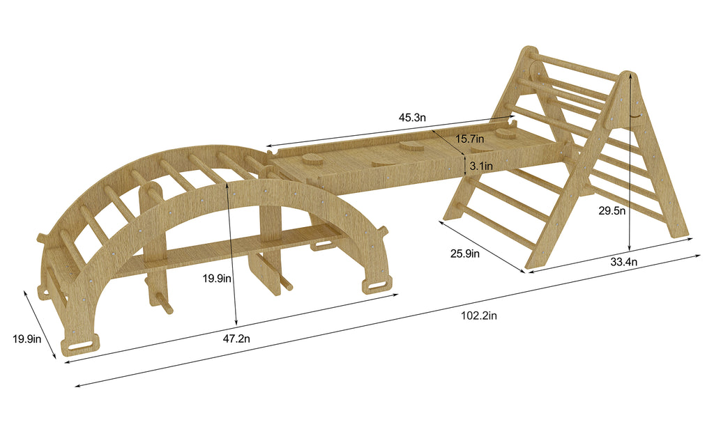 Bazel-Pikler 6-in-1-Kletterer mit Rockerbogen und Folienset