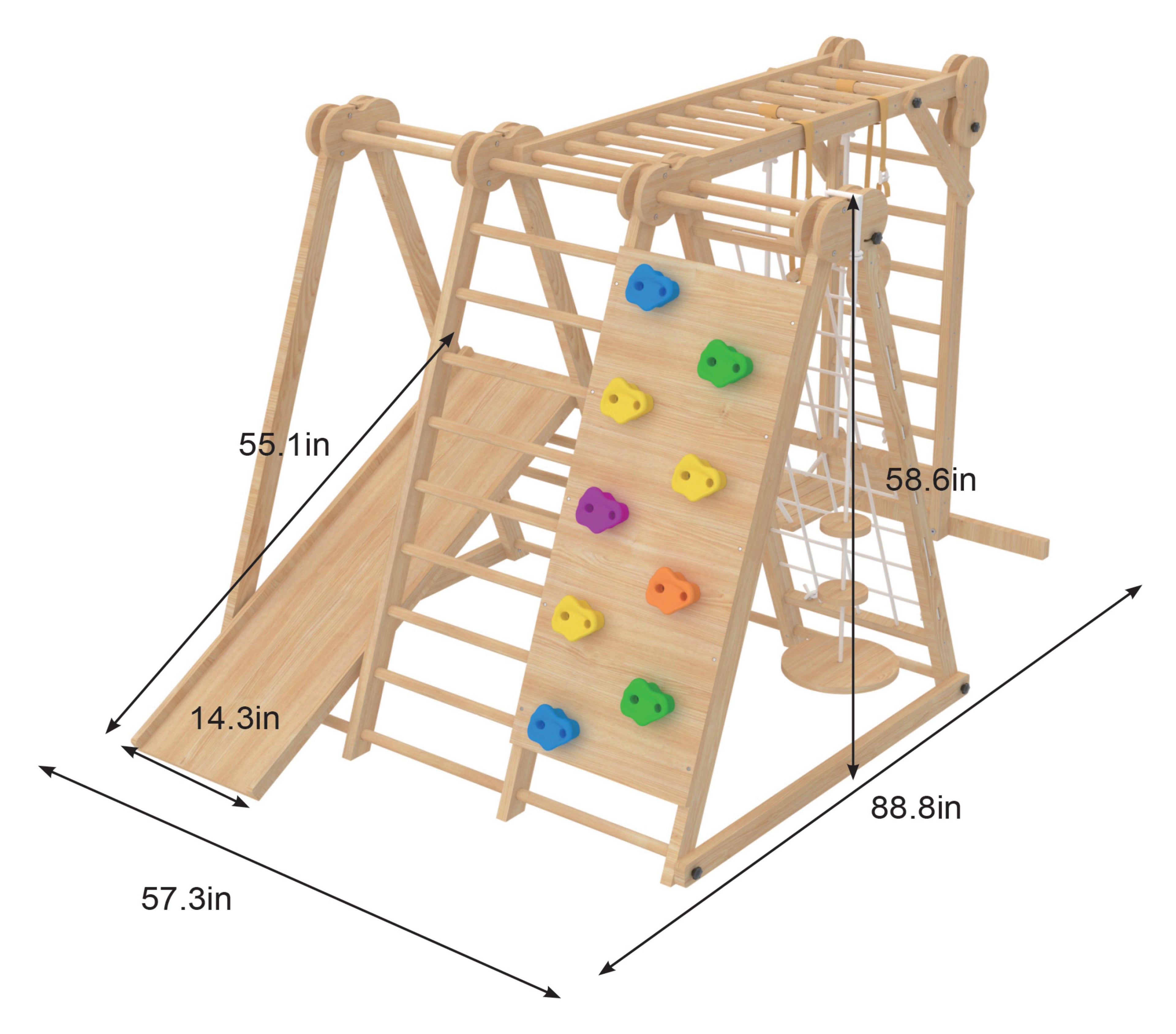 Chestnut 8-in-1 Jungle Gym for Toddlers | Indoor & Outdoor Wooden Playset