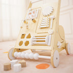 Wooden Baby Activity Walker with Sensory Play - White