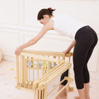 Wooden Baby Playpen with Sensory Activity Panels – 63" x 63" Square, Foldable Indoor Play Yard with Montessori Toys