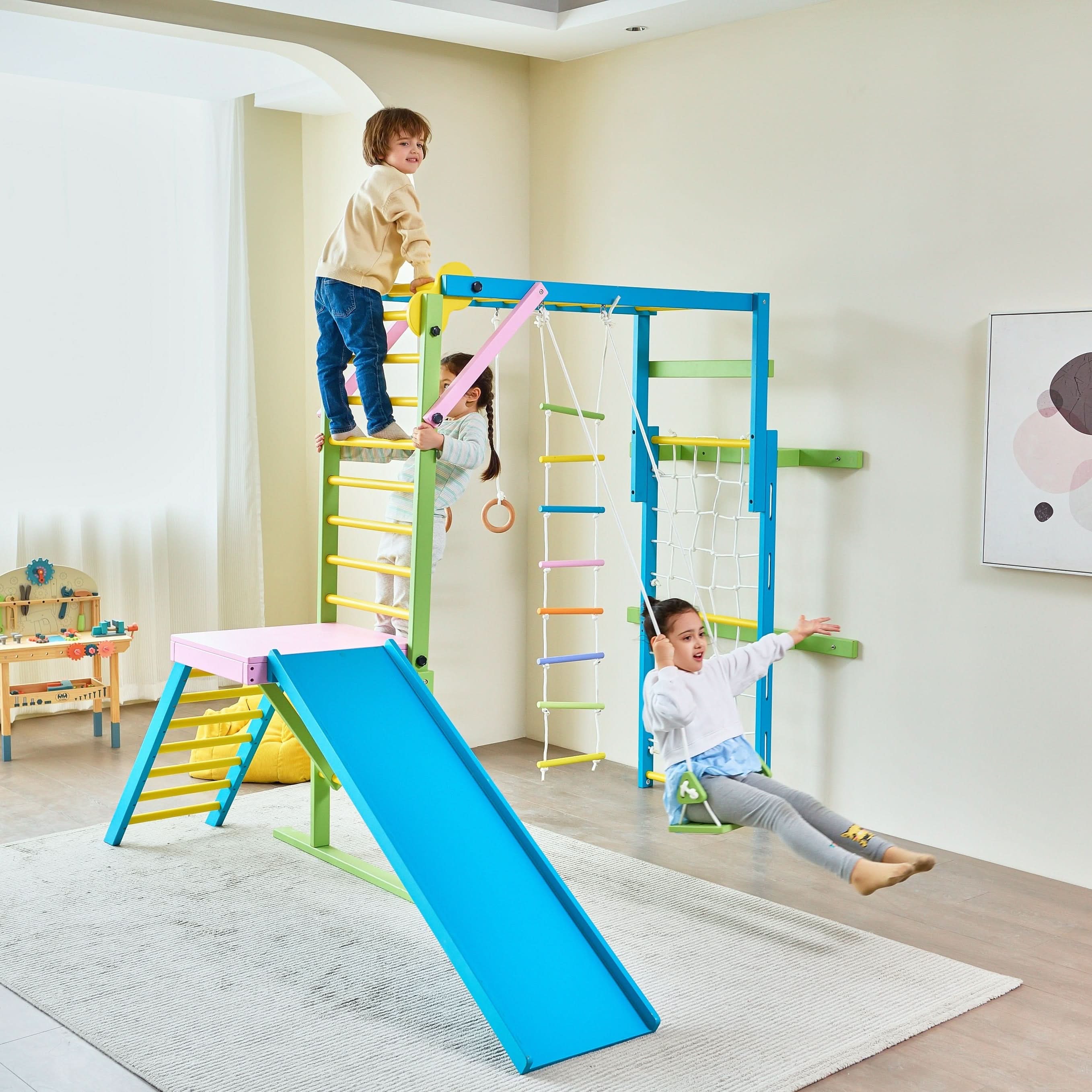 Foldable indoor playground for kids aged 18 months to 11 years