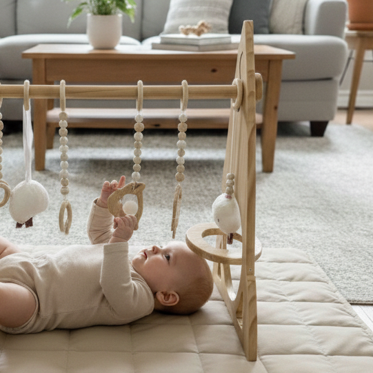 Rocket Wooden Baby Gym – Modern Montessori-Inspired Infant Play Arch