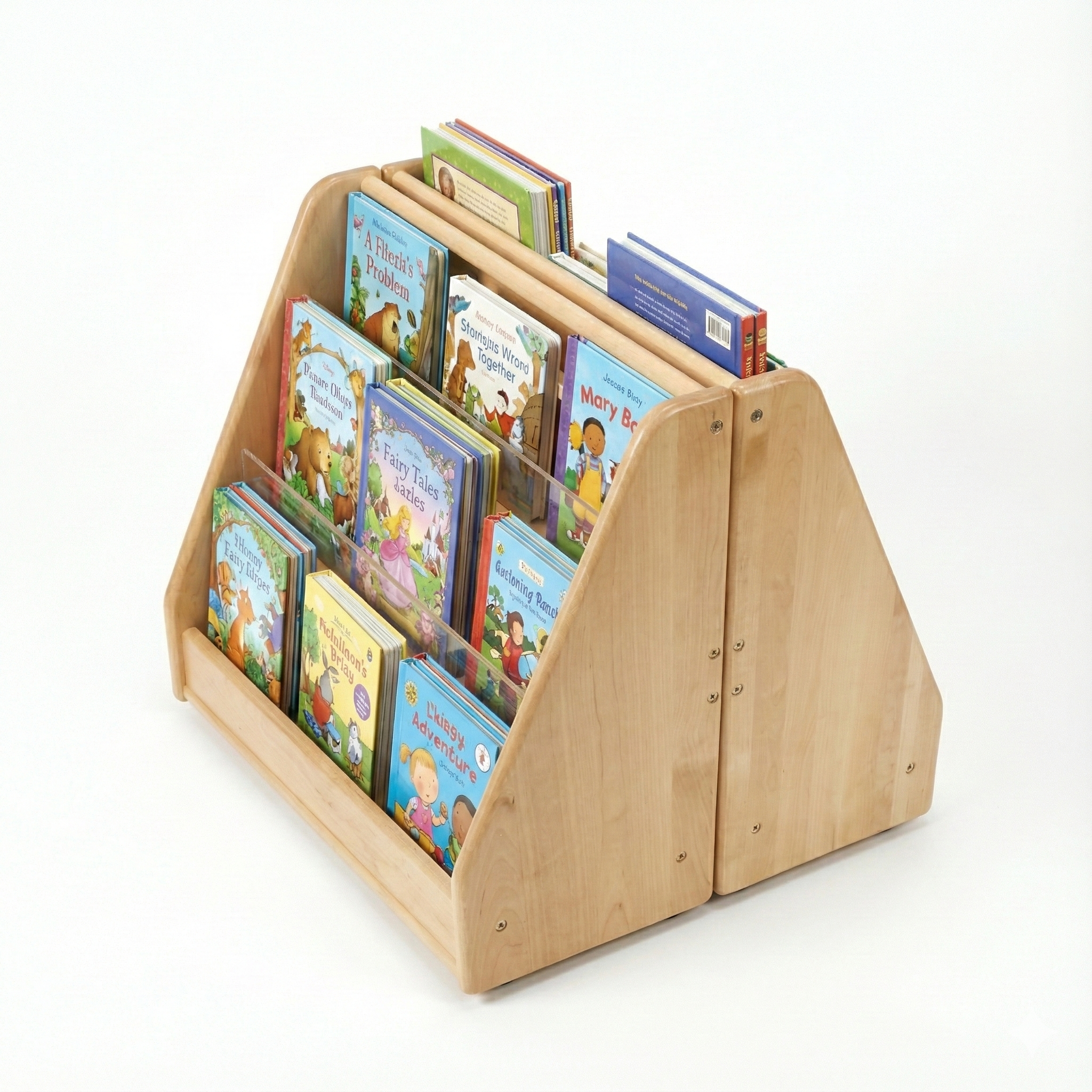 Wooden Classroom Bookshelf – Double Pack 3 Tier Front-Facing Display | 22.4" H x 25" W x 22" D