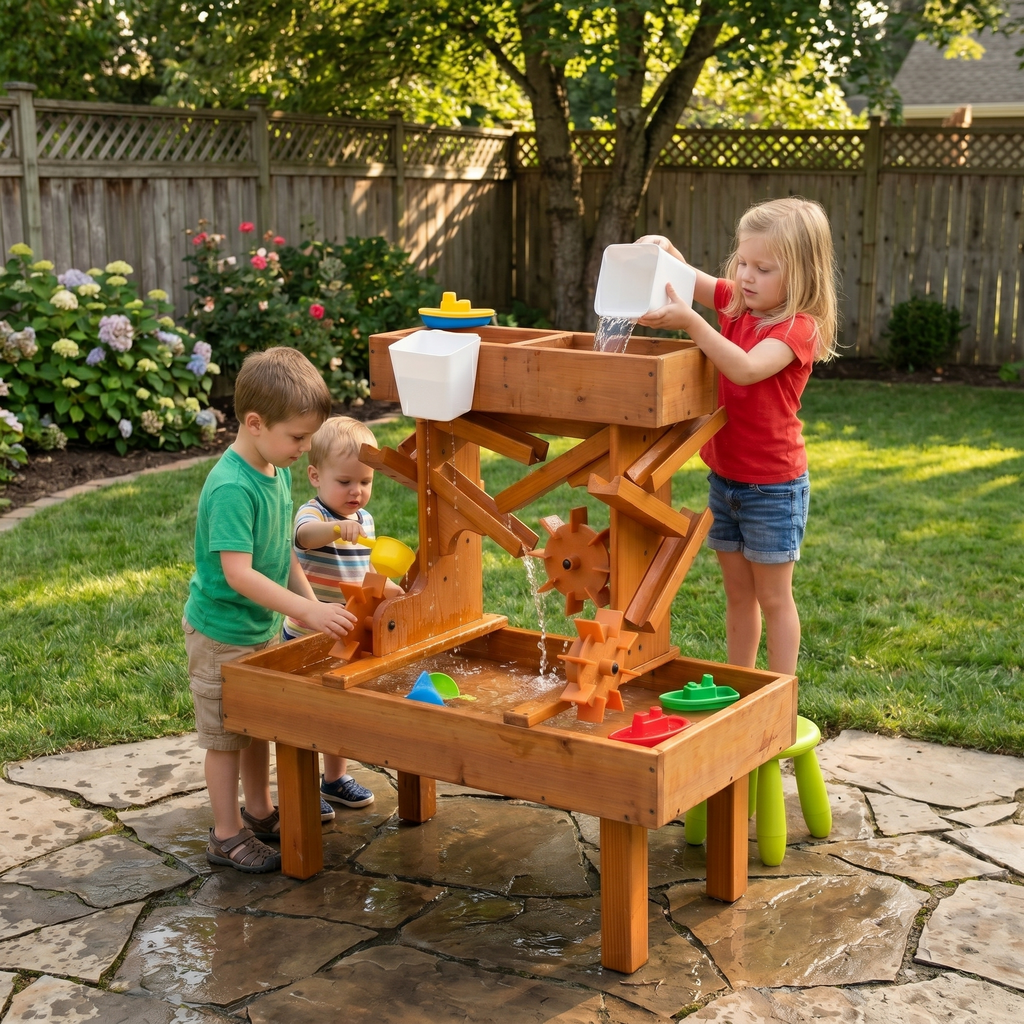 Outdoor -Holzwasserspiegel für Kinder, Kleinkinder Playset