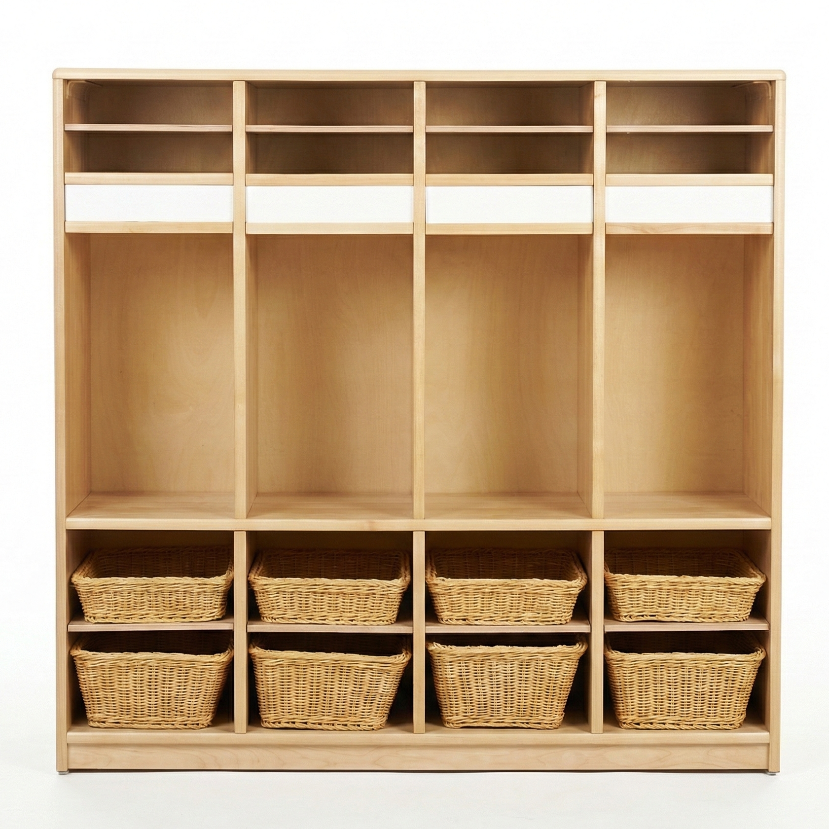 Avenlur 122 cm (48 Zoll) Holzschrank für Vorschulkinder – Doppelfach-Garderobenschrank für Kinder, Kitas, Montessori-Einrichtungen und Klassenzimmer
