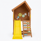 Mimosa Wooden Outdoor Playhouse with Slide, Climbing Stairs & Sensory Gear Panel
