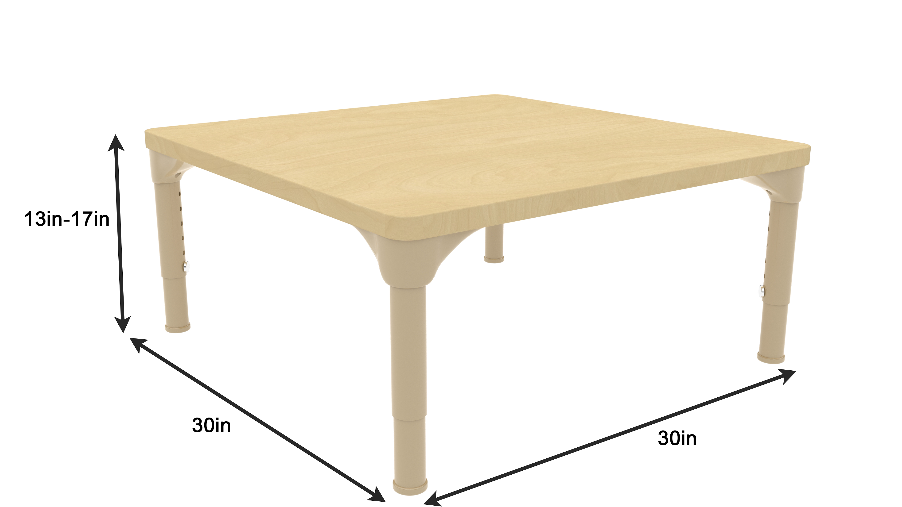 Square Adjustable Kids Table – 13" to 17" Height | Preschool & Toddler Activity Table for Classrooms & Daycares