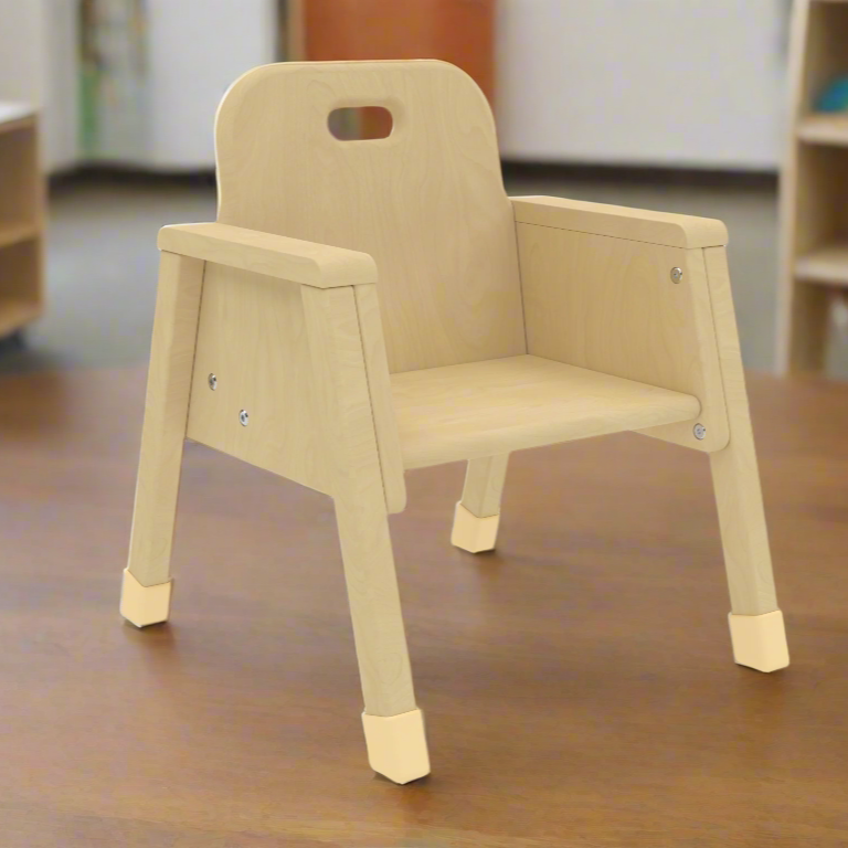 Children’s Wooden Armchair – 8" Seat Height – Montessori Toddler Chair with Armrests