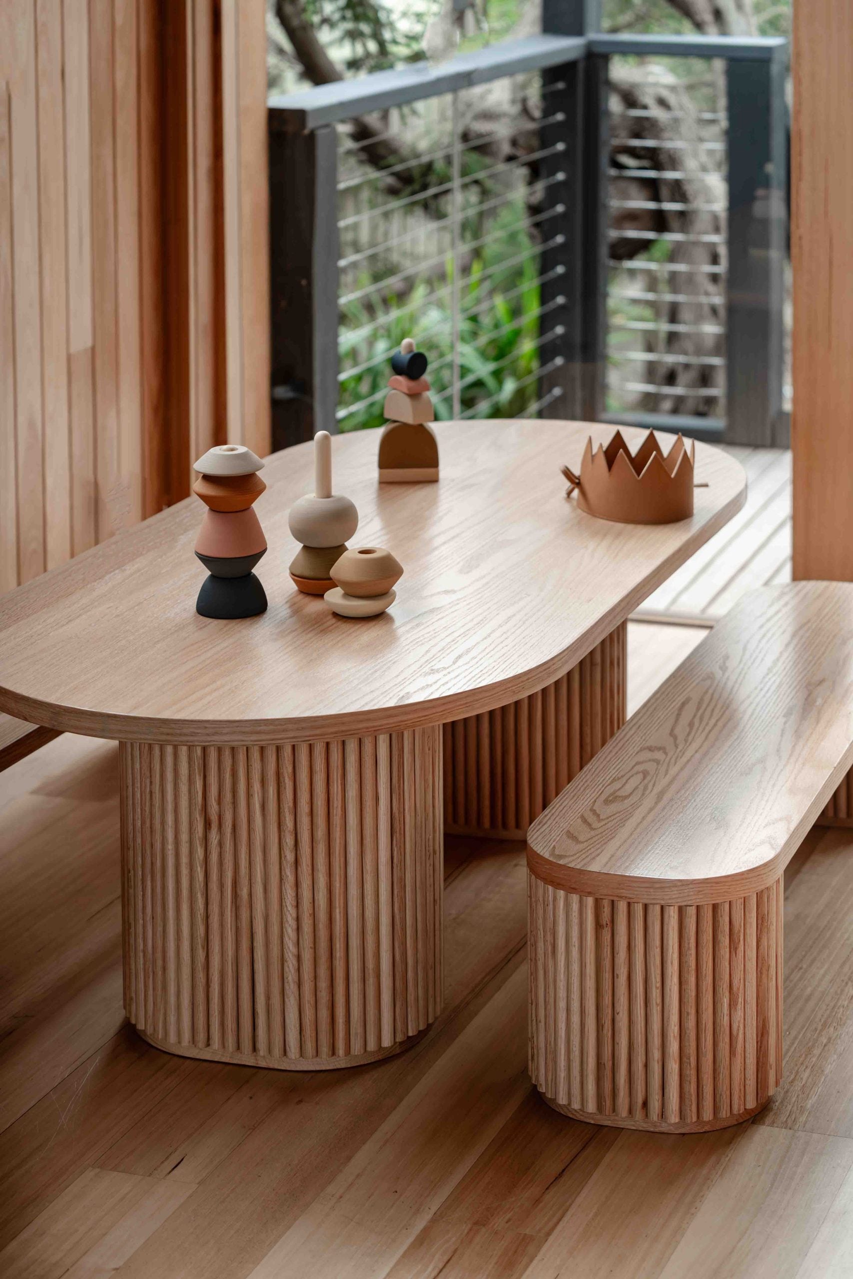 Fluted Oval Kids Table – Solid European Oak Activity Table