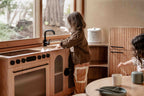 Oak Fluted Sink – Montessori Wooden Play Kitchen