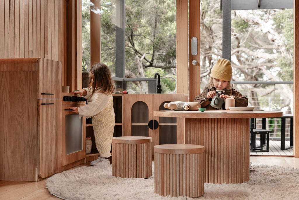 Fluted Round Kids Table – Solid European Oak Activity Table