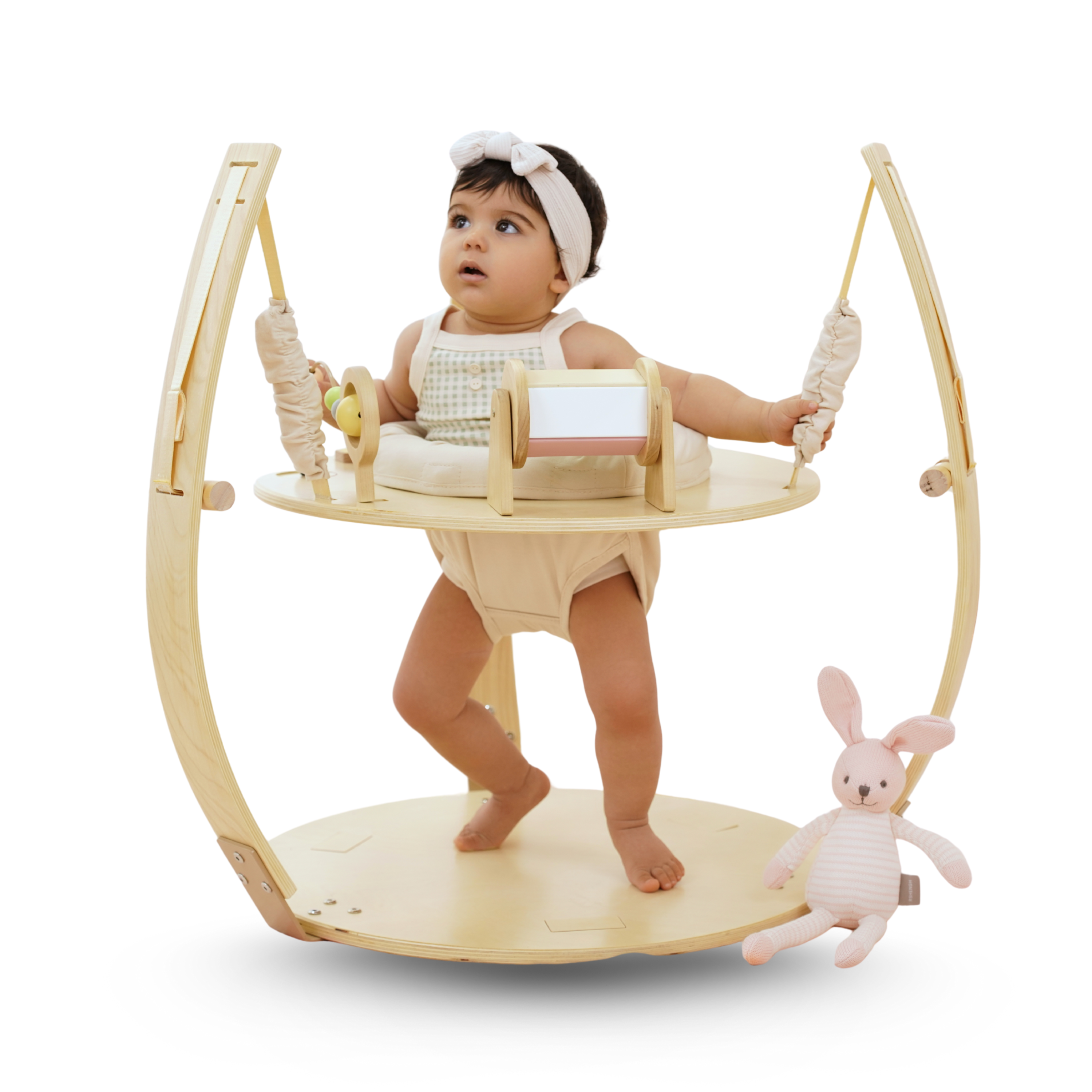 Ivy 3-in-1 Babywippe, Spielbogen und Aktivitätstisch aus Holz