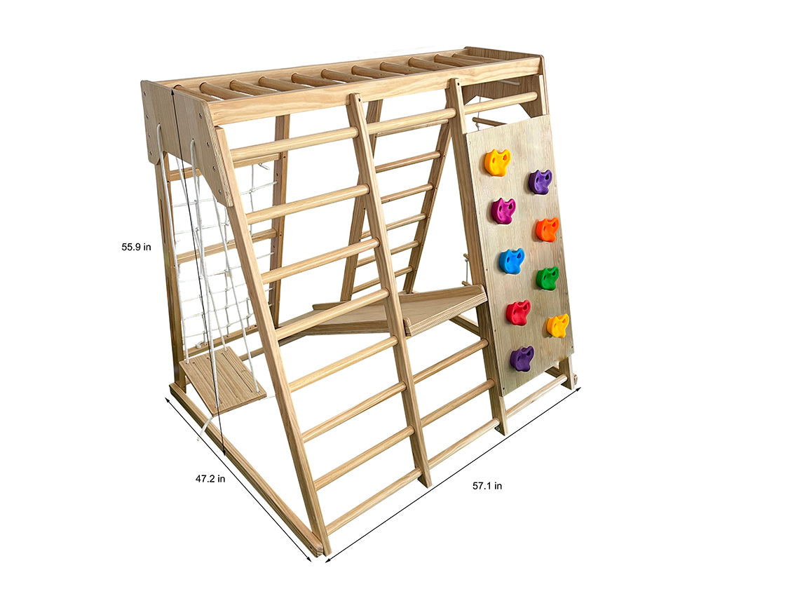 Magnolia 7-in-1 Real Wood Playset | Indoor & Outdoor Climbing Gym for Kids
