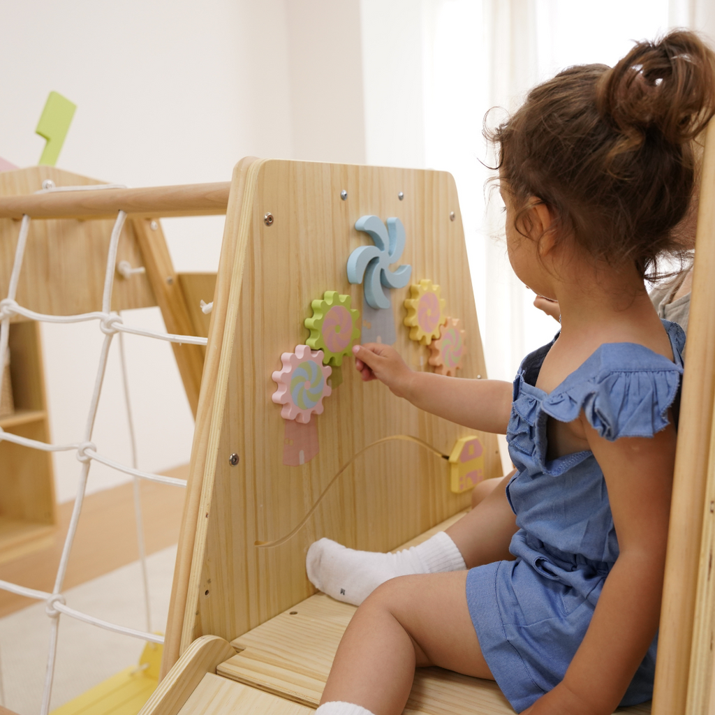 Avenlur Cherry 5-in-1 Klettergerüst aus Holz für den Innenbereich – Montessori-Spielcenter für Kleinkinder und Kinder