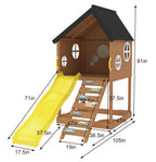 Mimosa Wooden Outdoor Playhouse with Slide, Climbing Stairs & Sensory Gear Panel