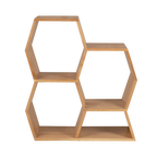 Wooden hexagonal shelf on a white background

