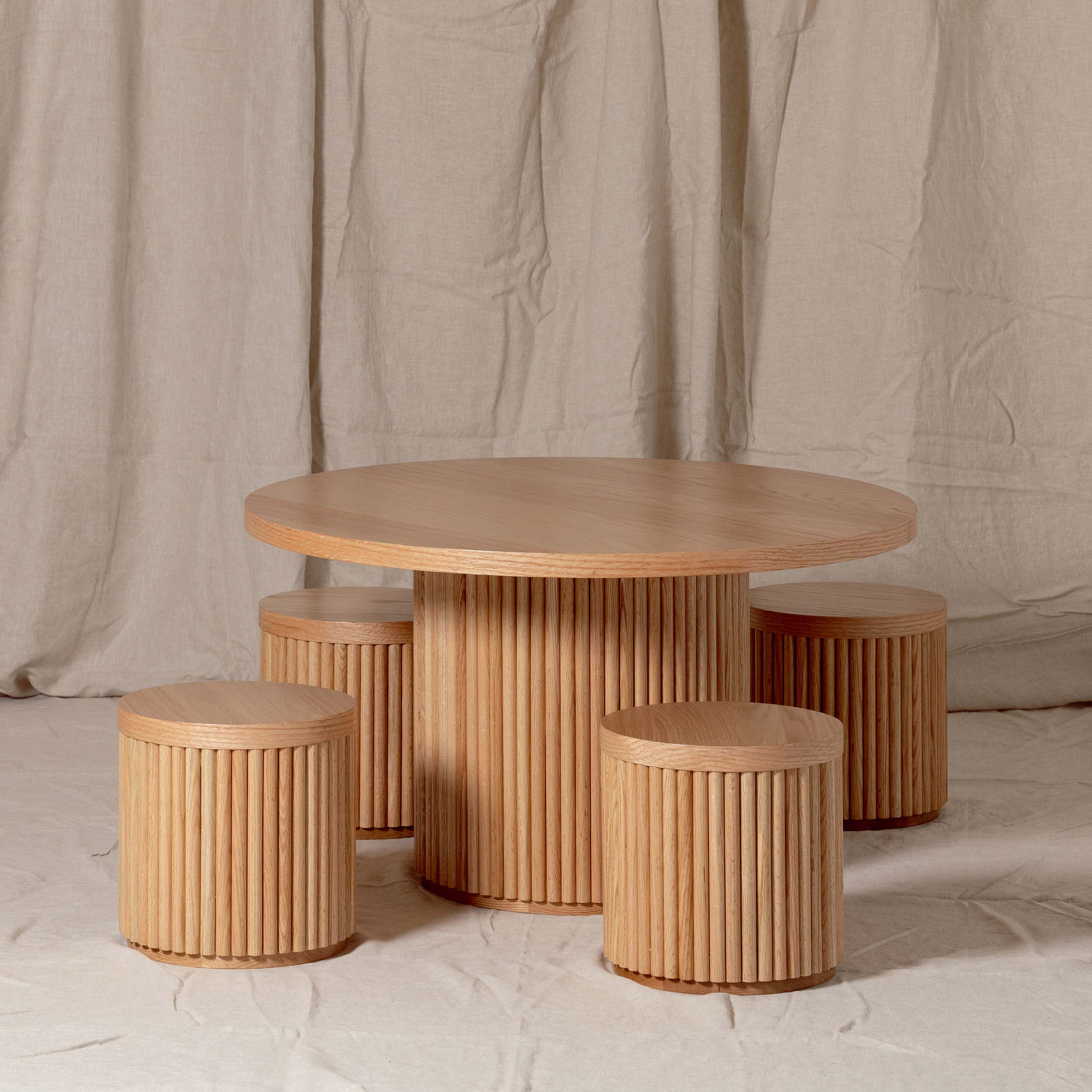 Fluted Round Kids Table – Solid European Oak Activity Table