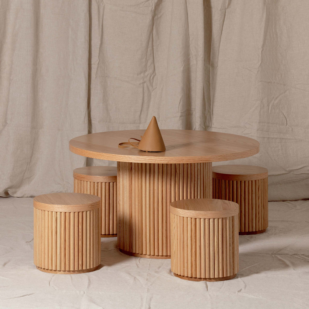 Fluted Round Kids Table – Solid European Oak Activity Table