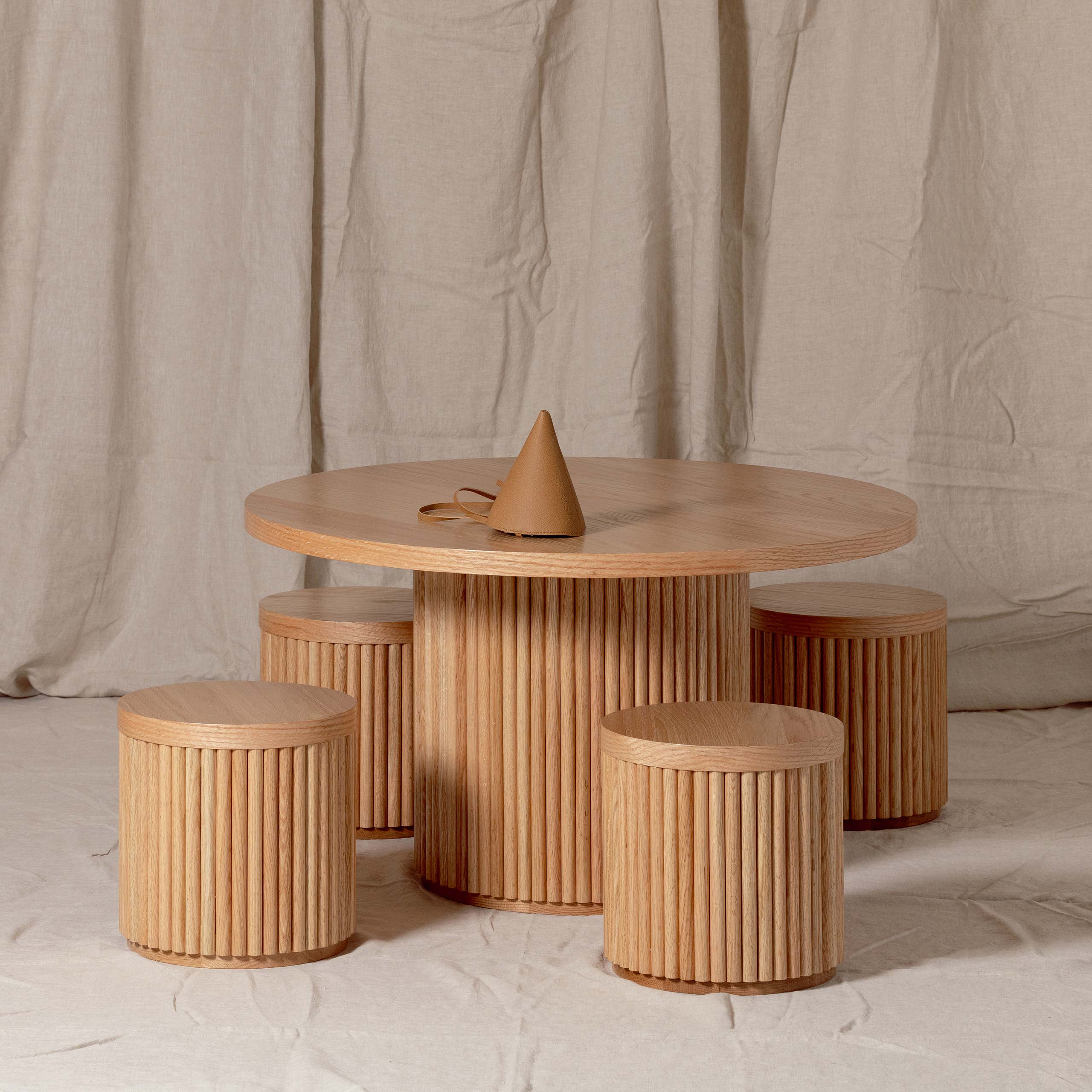 Fluted Round Kids Table – Solid European Oak Activity Table