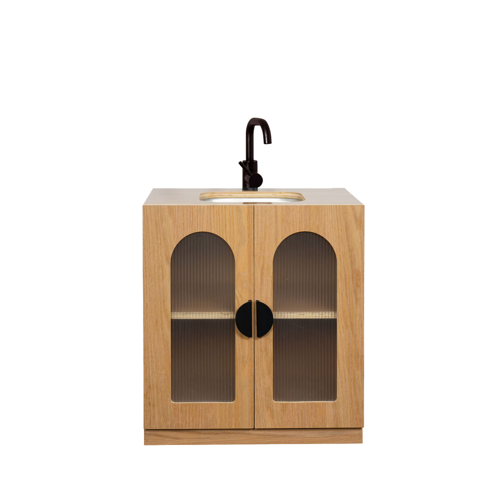 Oak Fluted Sink – Montessori Wooden Play Kitchen