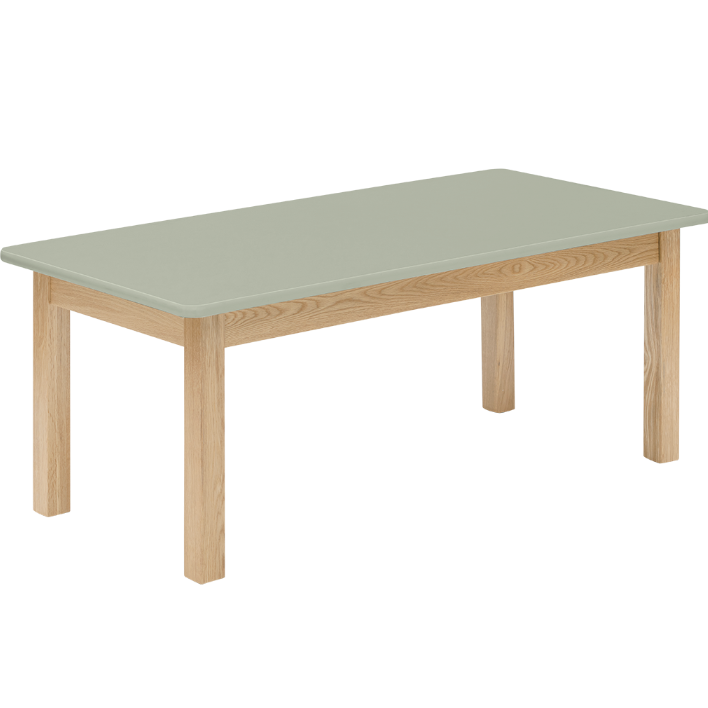 Matt Sage Rectangle Table (47.5" x 30" x 17") –  Solid Oak Frame
