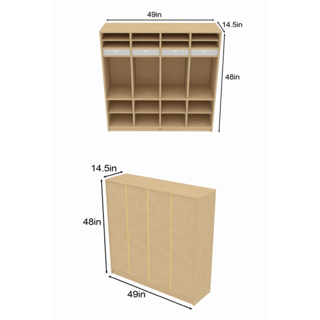 Avenlur 122 cm (48 Zoll) Holzschrank für Vorschulkinder – Doppelfach-Garderobenschrank für Kinder, Kitas, Montessori-Einrichtungen und Klassenzimmer