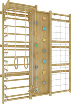 Walnut 9-in-1 Swedish Ladder Wall Gym | Indoor Wooden Climber & Activity Set for Kids