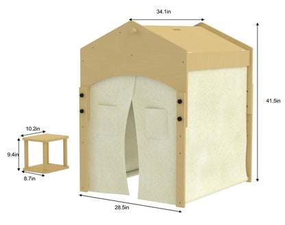 Asche - Holzverstellbares Lernzelt mit Schreibtisch und Stuhl
