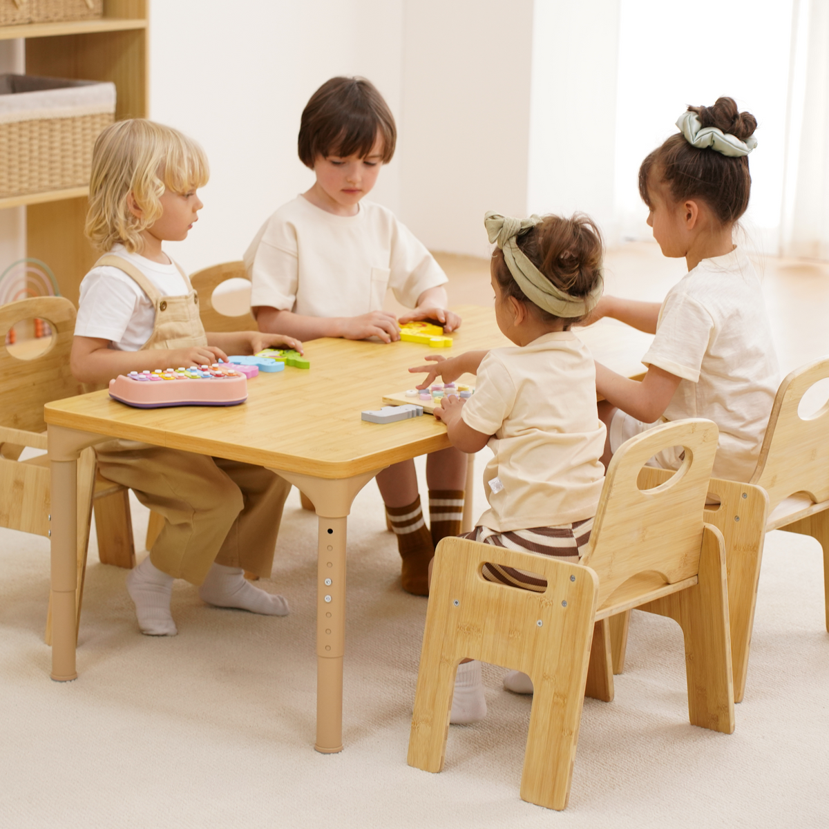Avenlur Adrian wooden kids table set with 4 chairs