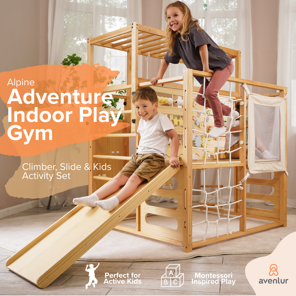 Avenlur Alpine kids activity set for indoor climbing and sliding
