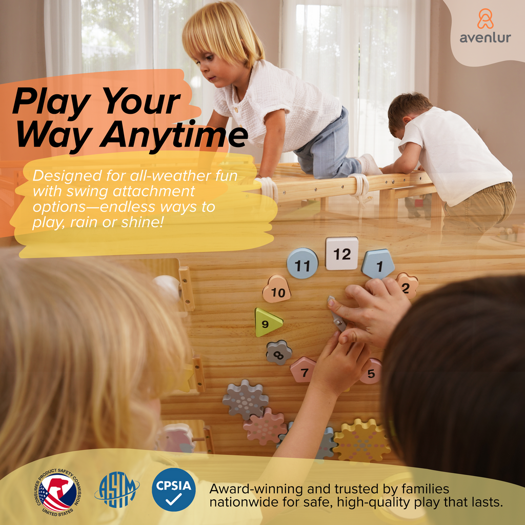 Avenlur Alpine play gym solid wood build and rounded edges