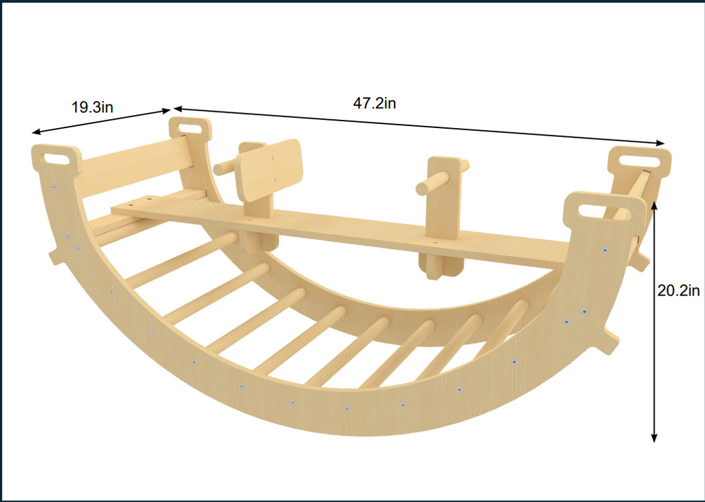Avenlur Bailis climbing arch used as a seesaw for two toddlers
