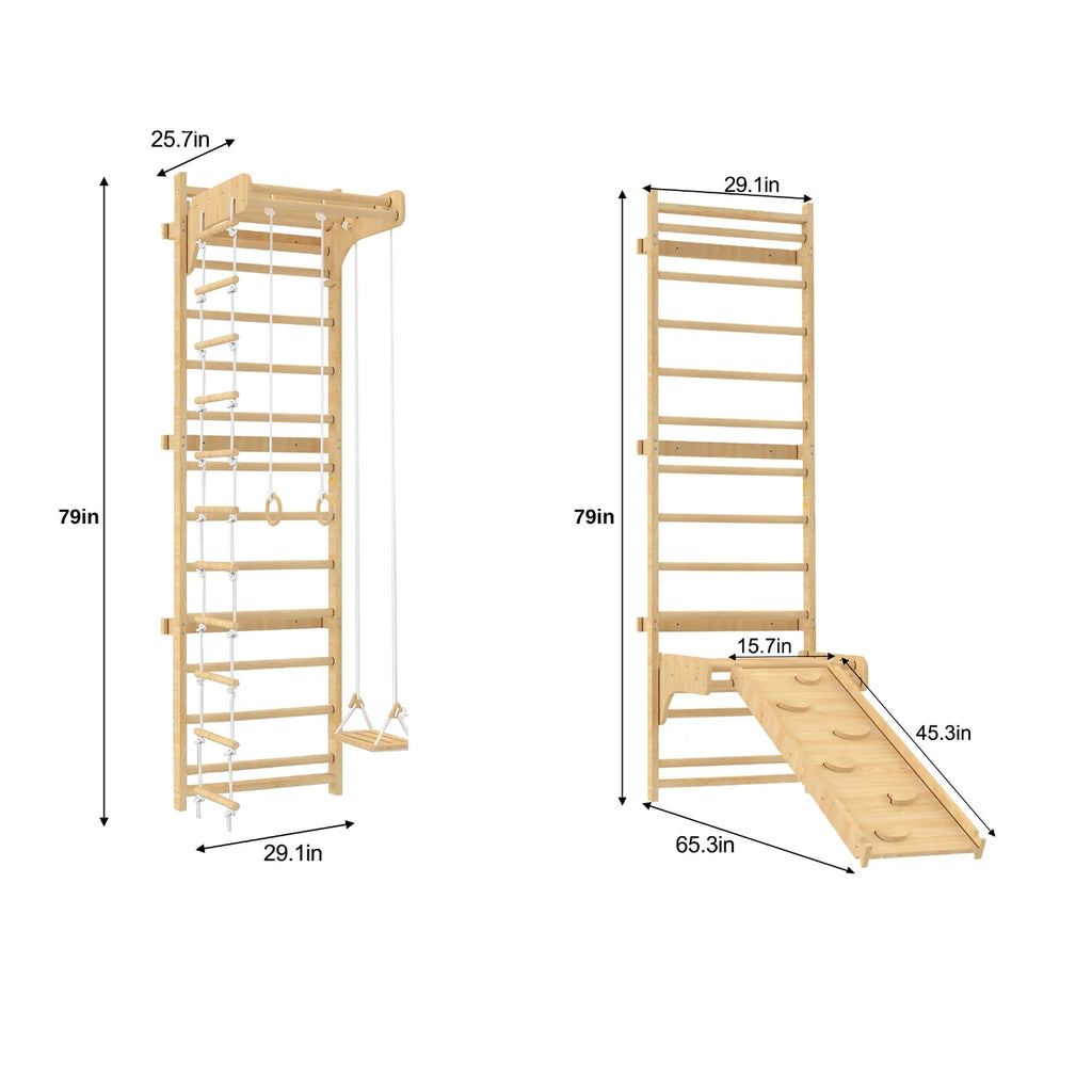 Avenlur Betula 79 inch Swedish wall ladder for kids, made for lower ceilings
