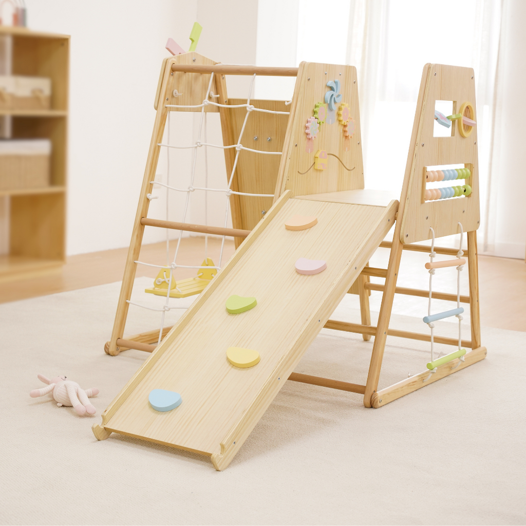 Avenlur Cherry toddler climber with slide set up in a playroom